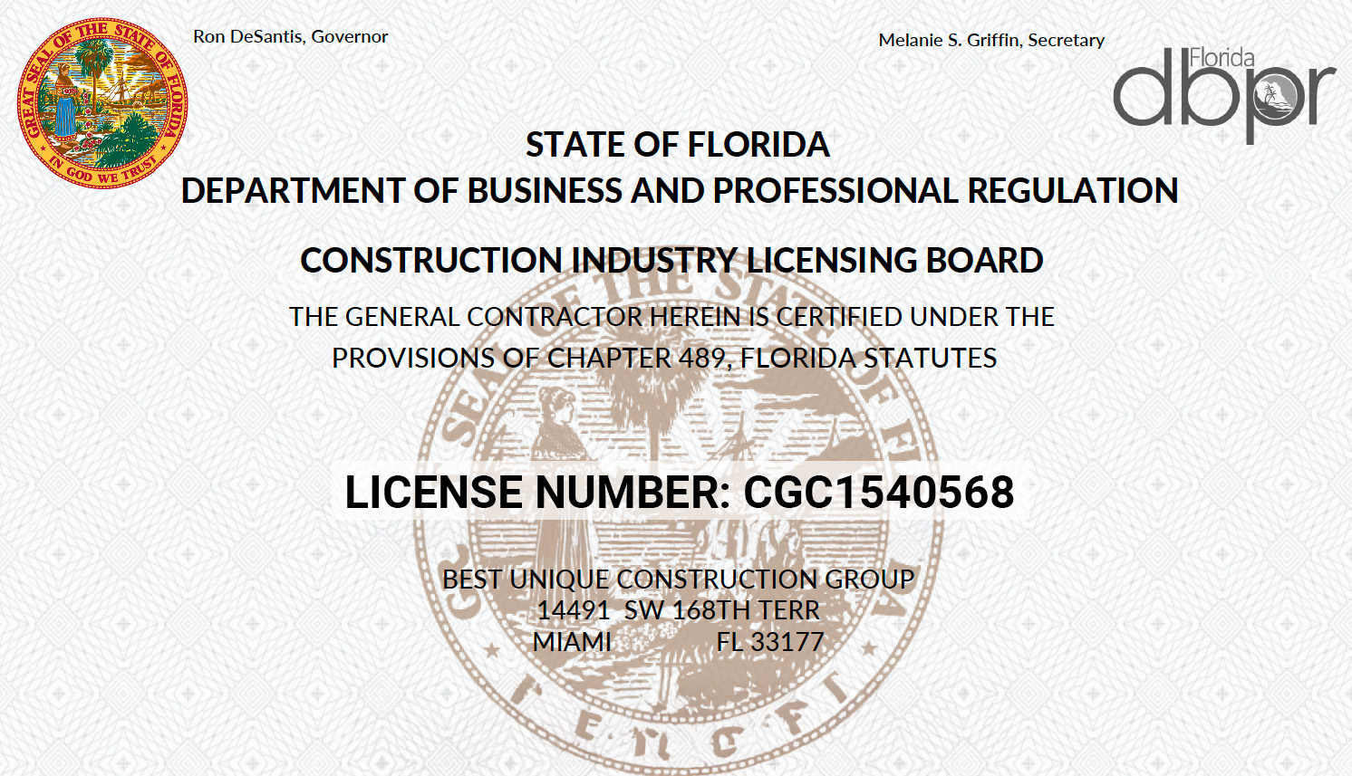 licensed general contractor Florida